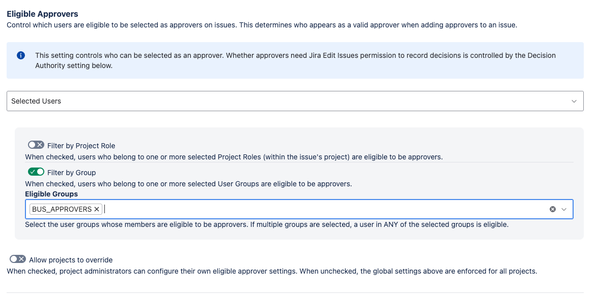 Eligible Approver Controls